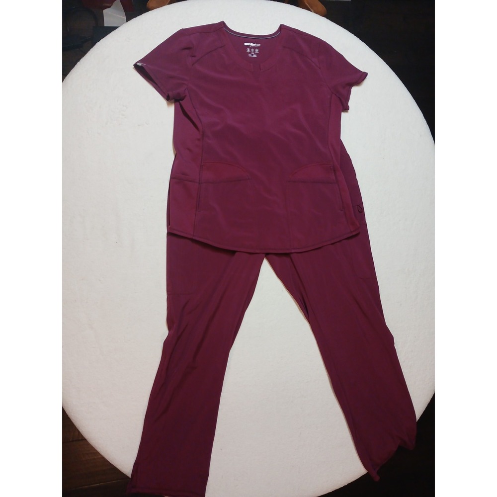 Scrubstar Premium Performance Scrubs Set Women M Top L Pants Wine Burgundy